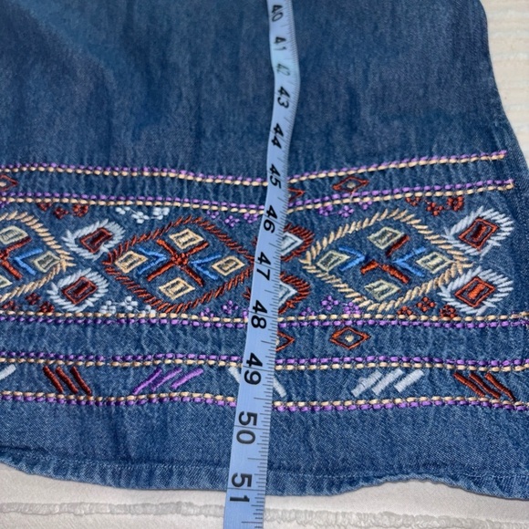 VTG Denim Blue Jean Jumper Dress Maxi Sleeveless women’s SzM Cottagecore Boho - Picture 9 of 13